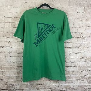 Marmot Mens Large Graphic Tee T Shirt 1974 For Life Green Organic Cotton Outdoor